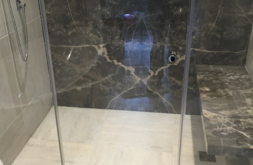 Hale Master Ensuite Book-Matched Marble Walk-In Shower Room